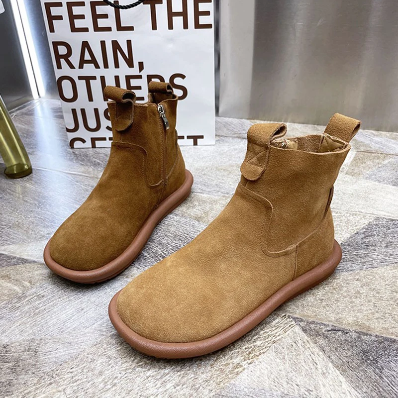 

Flats Women Ankle Boots Sport Sneaker Running Shoes 2025 Winter Trend Snow Boots Walking Comfort Shoes Zip Chelsea Short Botas