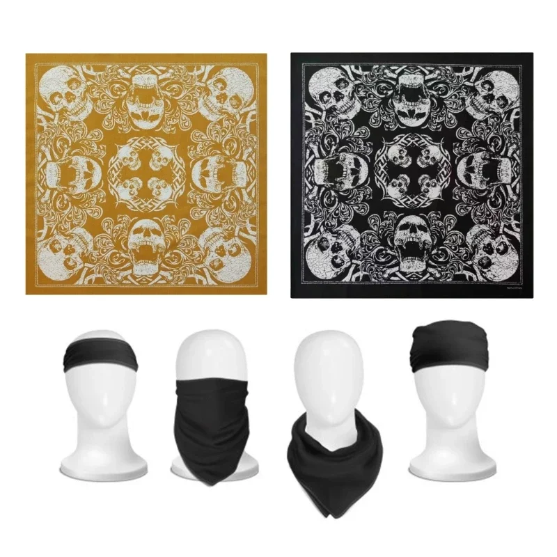

Skull Print Bandana for Adult Western Paisleys Bandanas Fashion Neckerchief Street Dance Headscarf Hiphop Headcovering Y1QD