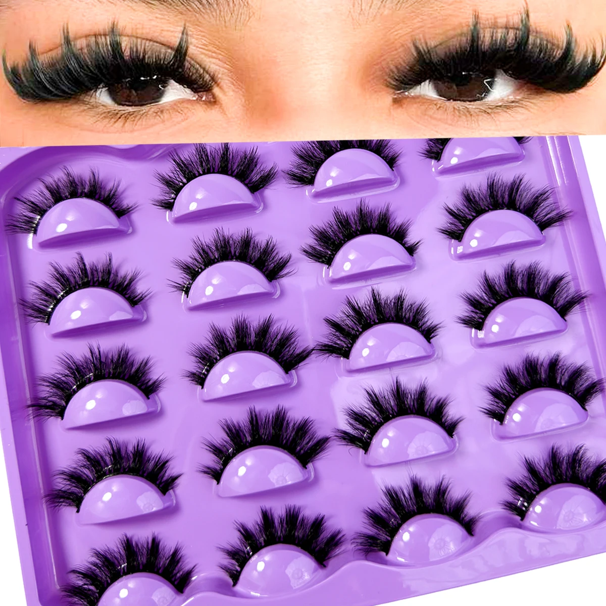 10Pairs Lashes 3D Mink Lashes Fluffy Reusable Lashes Mink False Eyelashes Soft Wispy Natural Cross Eyelash Extension Makeup