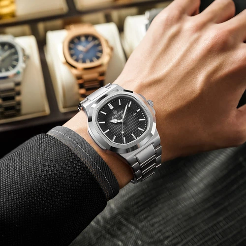 Imagen 2 del producto Reloj PAAZOMU cuadrado de cuarzo a la moda para hombre, relojes de acero inoxidable con fecha luminosa resistente al agua para hombre, reloj de pulsera de lujo para hombre de negocios