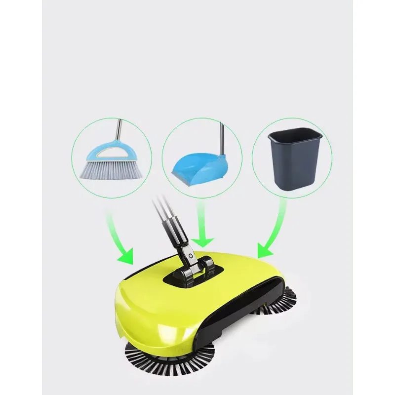 Handpush Sweeper Broom Rotating Hard Floor Cleaning Mop Automatic Brush Cleaner 360 Household No Elect Dust Clean Mop