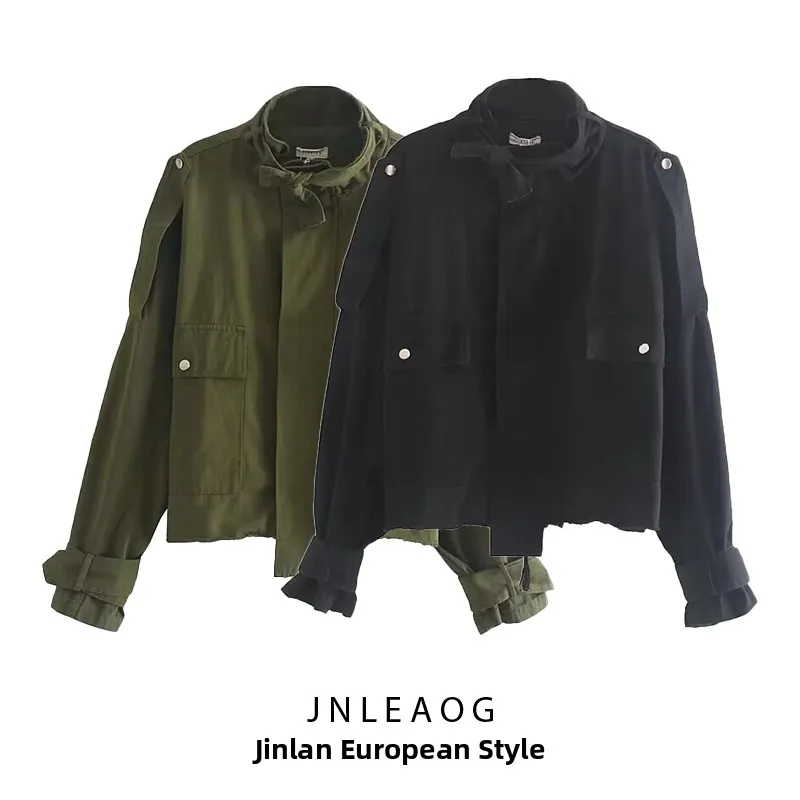 JNLEAOG Women's Faion Loose Fit ort Jaet Pure Cotton Waed Plaid Versatile Autumn New Arrival Ladies' Polyester Fiber ...