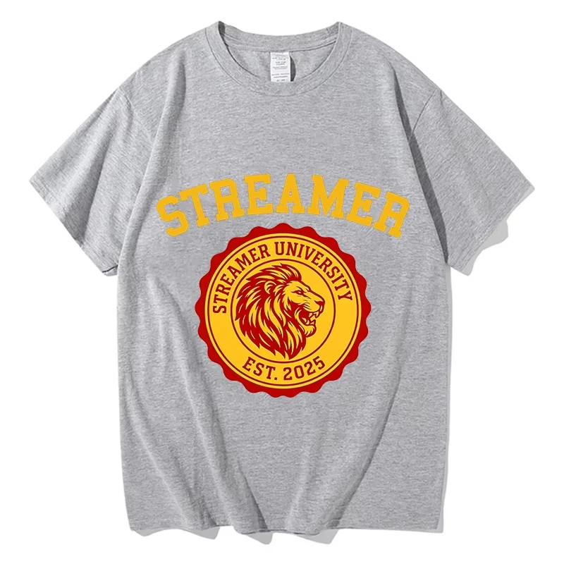 Streamer University T-Shirt Vintage Clothes T shirt Mens Pure Cotton Fashion T Shirt Aesthetic Harajuku Summer Short Sleeve Tops