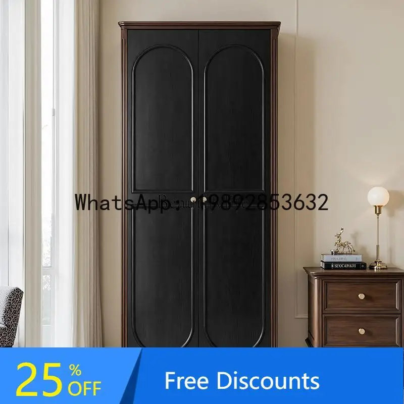 

Medieval French retro pure solid wood wardrobe American bedroom storage