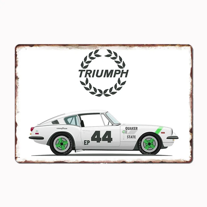

Triumph GT6 Group 44 Race Car Poster Metal Sign Custom Garage Indoor Wall Room Decor Tin Vintage Home Decor