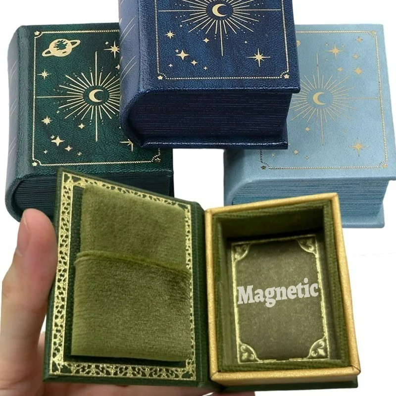 

Магнитная коробка-футляр с откидной крышкой для колец, для мужчин и женщин, элитная, с флокированием, для предложения руки и сердца, помолвки, дня рождения, Рождества, подарочная коробка, держатель для ювелирных изделий