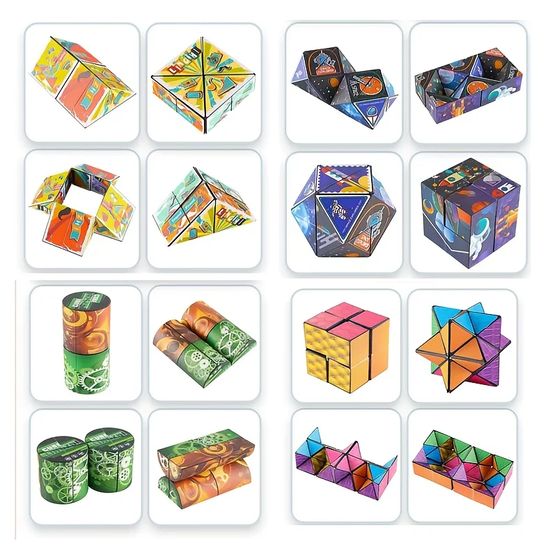 어린이를 위한 3D 큐브 퍼즐 - 무한한 기하학적 모양 두뇌 훈련 장난감, 여러 가지 색상의 PP 소재