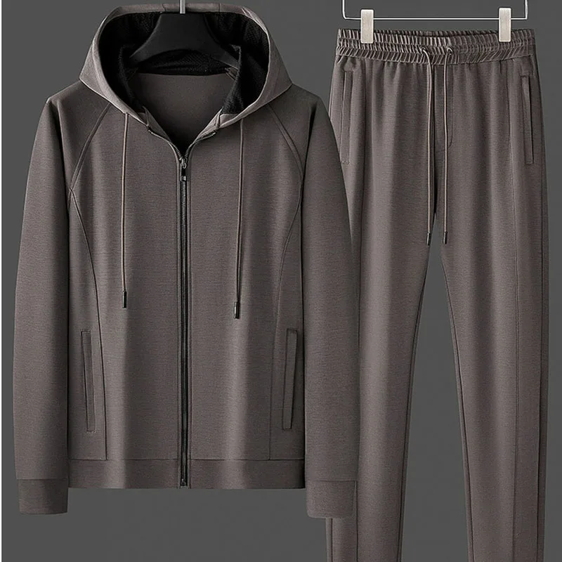 Frühlings-Hoodie mit nacktem Anhänger, zweiteiliger Sandwash-Nebelmantel für Herren mit weichem, wachsartigem Kapuzenmantel, lässiger Sportanzug