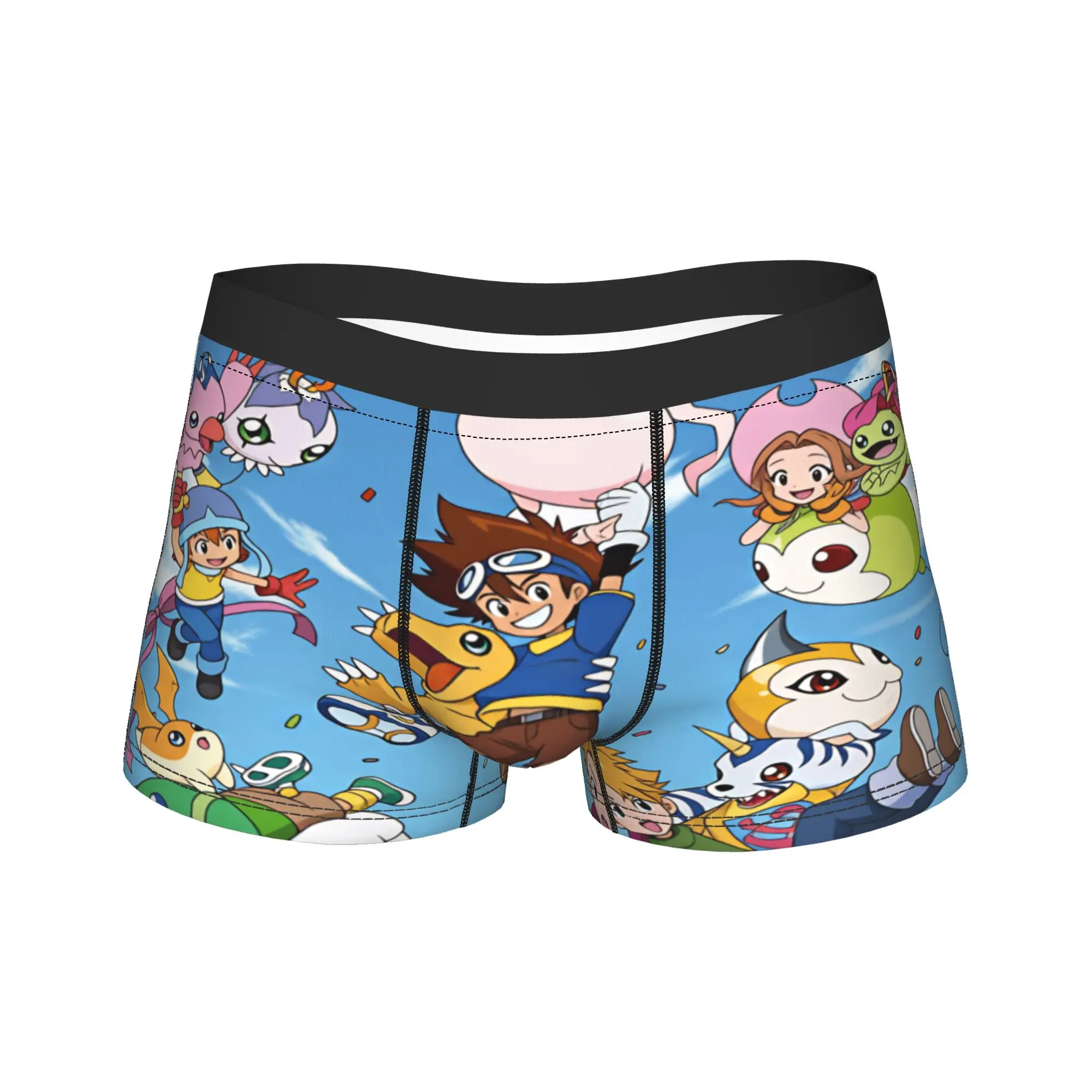 Digimon Adventure 01 All Chosen Children Flying Shorts Briefs  Underwear Quality Men's Sexy Soft Boxer Shorts Large Size Panties
