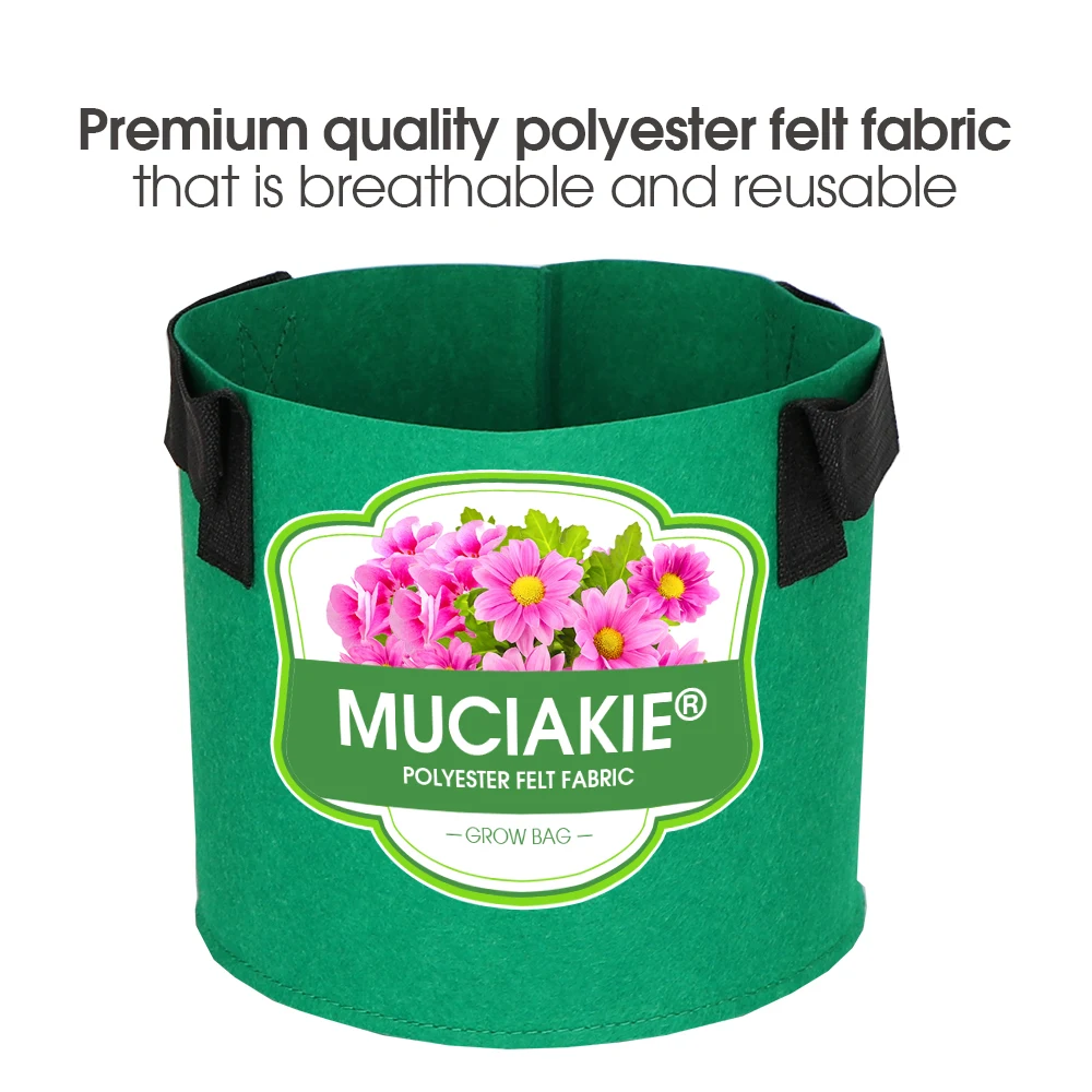 1MM Thickness Gallon Plant Grow Bags with Handles Fabric Growing Pots Economic Planter Container for Vegetables Tomato Chili