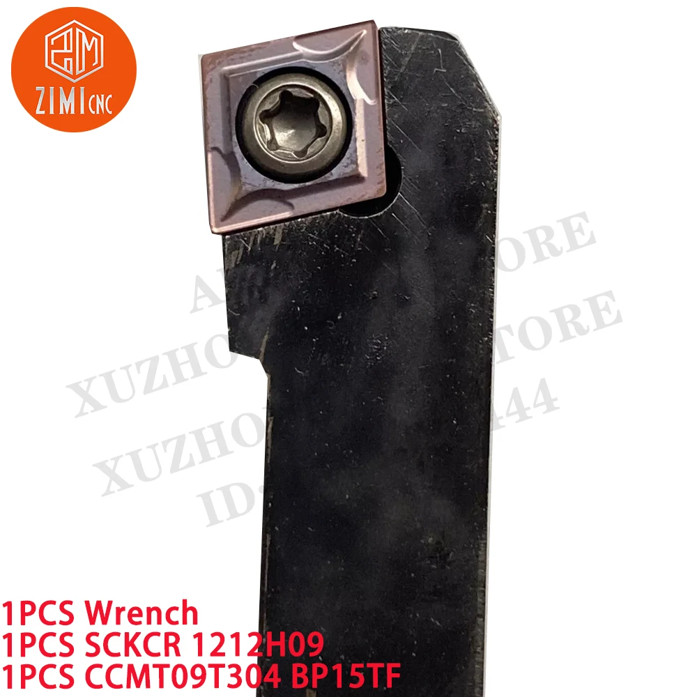 1PCS SCKCR1212H09 Indexable lathe turning tool holder + 1PCS CCMT09T304 BP15TF Carbide Inserts CNC tool metal lathe cutting tool
