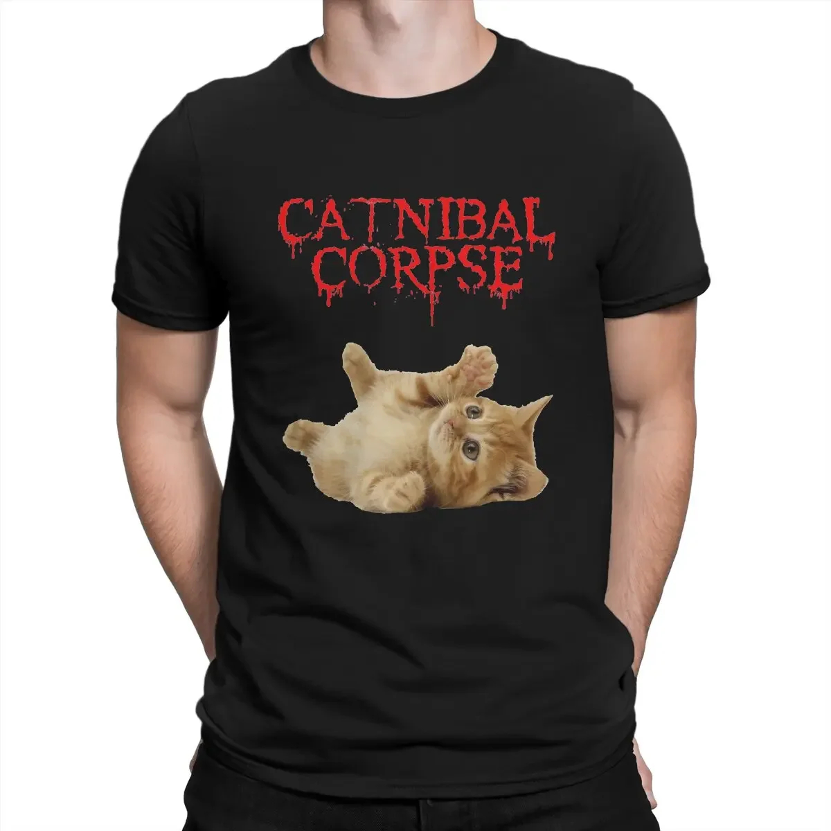 Maglietta Hip Hop Essential Catnibal cadavere maglietta Casual pesante Mental Cat Meme maglietta estiva per adulti