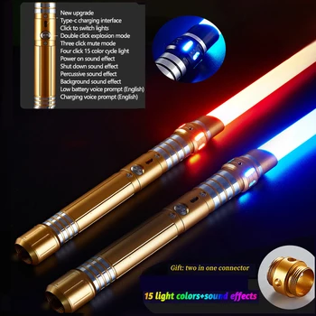 RGB Lightsaber Metalen Handvat Zwaard Zwaar Dueling 14 Kleuren Laser Zwaard Cosplay Props Foc Blaster Licht Zwaard Speelgoed Kinderen Geschenken