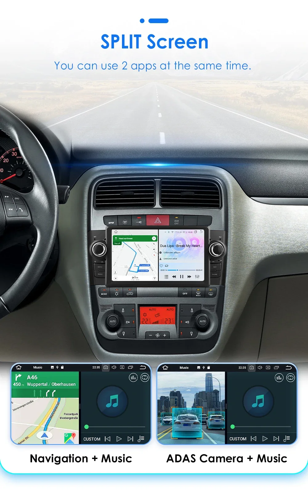 Hizpo 7 Zoll 2 Din Android 14 Auto-Multimedia-Player für Fiat Grande Punto Linea GPS Carplay 4G WIFI Intelligenter Bildschirm Autoradio – Detail 31
