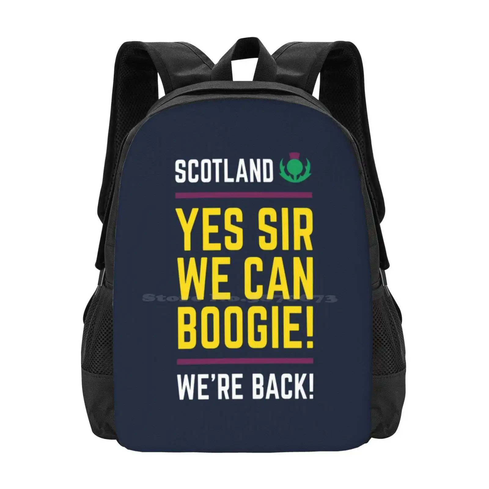 Equipo Escocia, ¡Sí, Señor, We Can boogie-we & #39 ; Re Back! Mochilas escolares de viaje para ordenador portátil, DISEÑO 1 de 3, Escocia