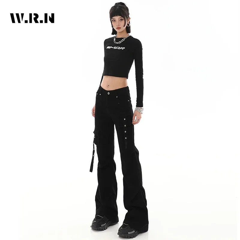 

Women's Retro Fashion Straight Vintage High Waist Jeans Full Length Pants Streetwear Style Wide Leg Baggy Gothic Denim Trouser
