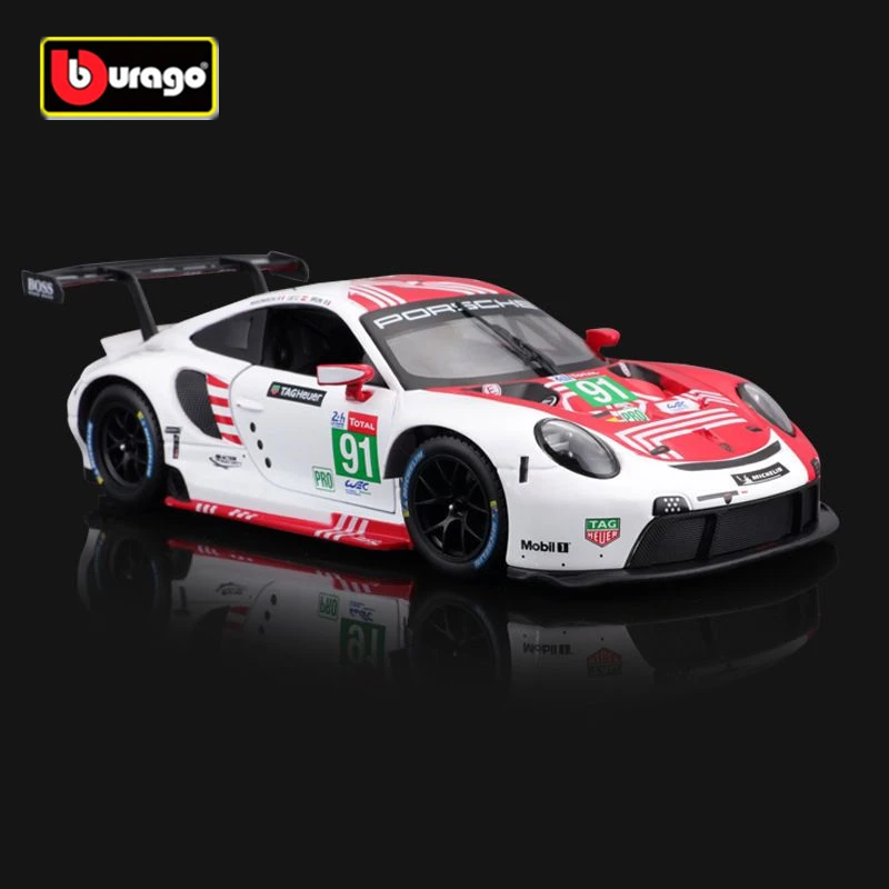 Bburago 1:24 Porsche 911 RSR Alloy Track Racing Car Model Diecasts Metal Sports Car Vehicles Model Simulation Childrens Toy Gift