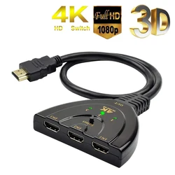 4K HDMI-compatible Splitter Switch Support 4K 1080P 3D 3 in 1 out Switcher 3 Port HDMI Hub Adapter for Xbox DVD HDTV PS4 PS3 etc