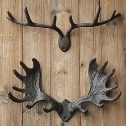 Cast Iron Deer Antlers Clothes Hooks Villa Balcony Garden Outdoors Wall Mounted Decorate Ironwork Originality Deer Head Pendant