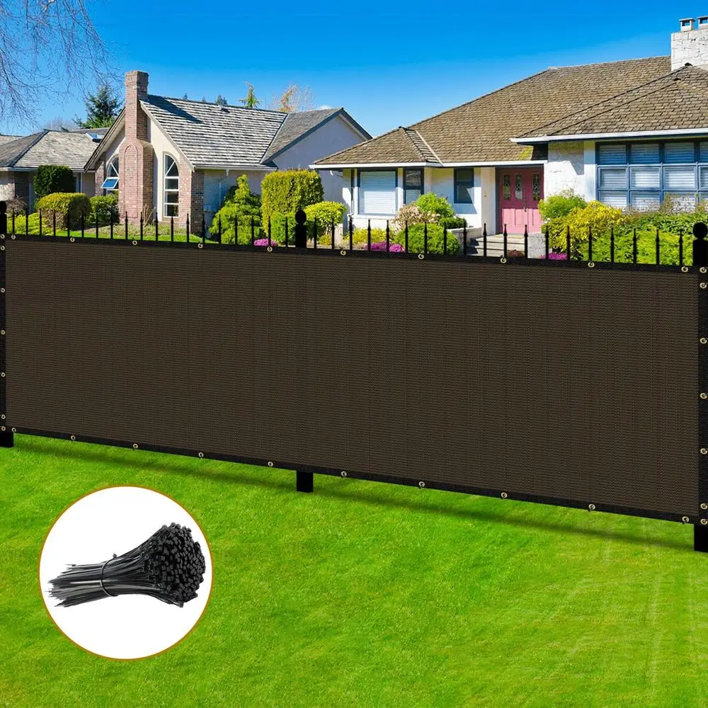 Heavy-Duty 6' x 120' Brown Mesh Shade Net Cover for Outdoor Privacy and Garden Protection