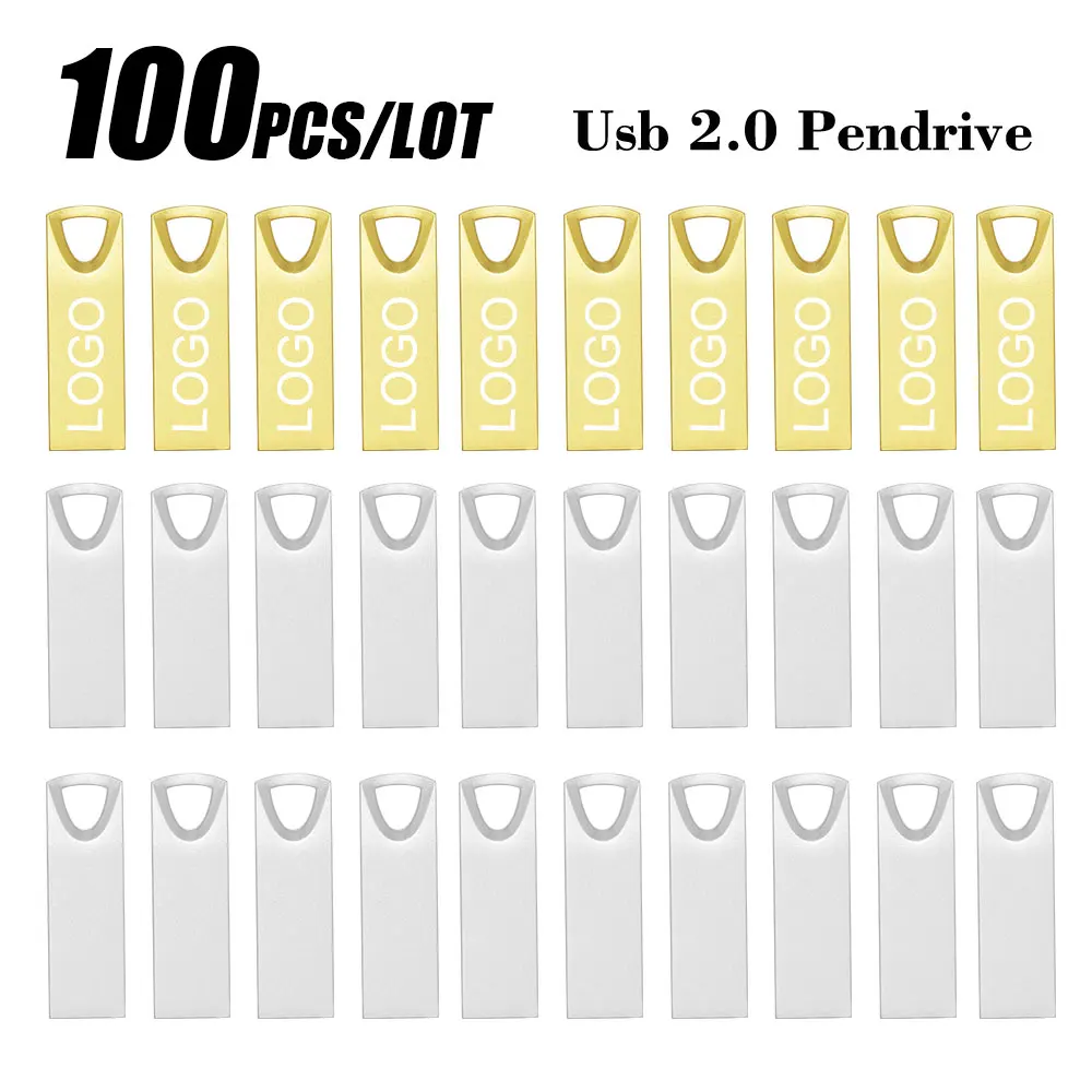 100pcs USB Flash Drives 128 Gb Mini Usb Flash Metal Pen Key Disk Logo Pendrive Stick Flash Memory Card 32GB/8GB/4GB/16GB