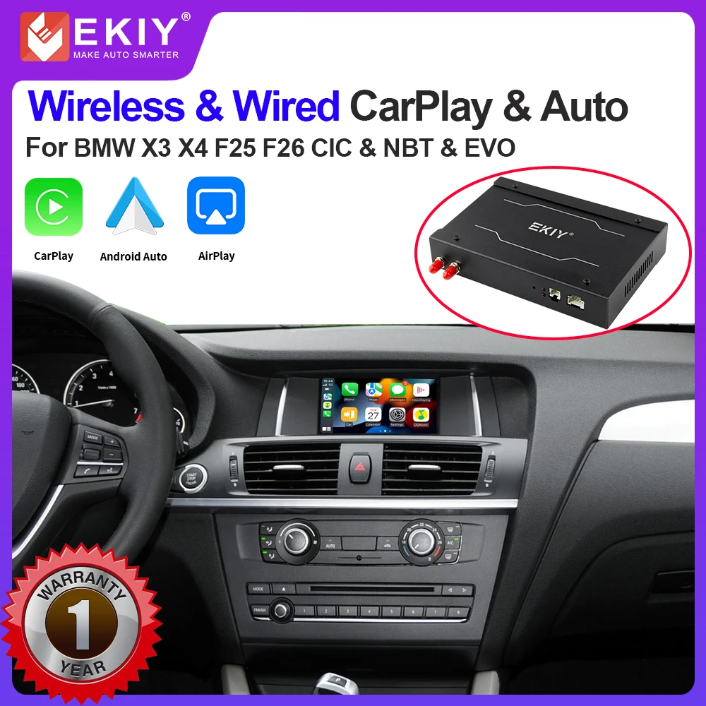 EKIY Wireless CarPlay Module For BMW CIC NBT EVO System X3 F25 G01 X4 F26 2014-2016 With Android Auto Mirror Link AirPlay