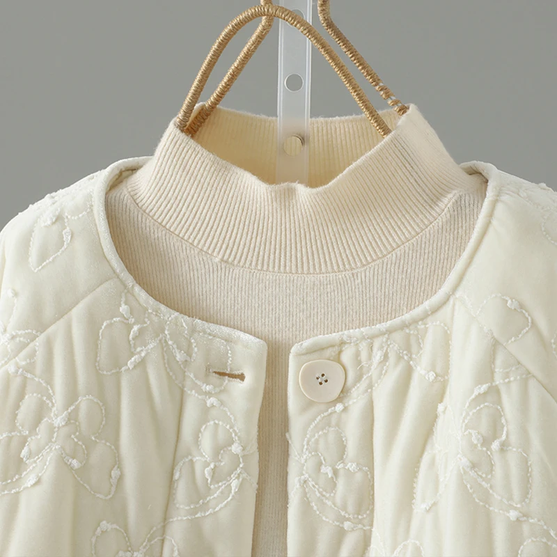 Thiened Heavy Work Velvet Cotton Jaet Winter New Sle Warmth Sve Rope Design Valley damesjas met enkele knop