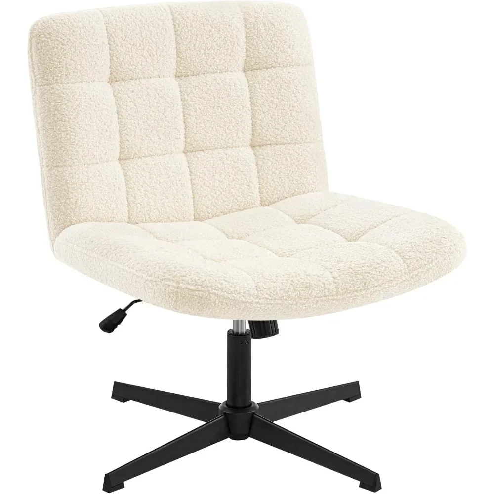 

Swivel Criss Cross Legged Chair with Wheels for Home Office, Wide Armless Desk Chair Height Adjustable Comfy Seat