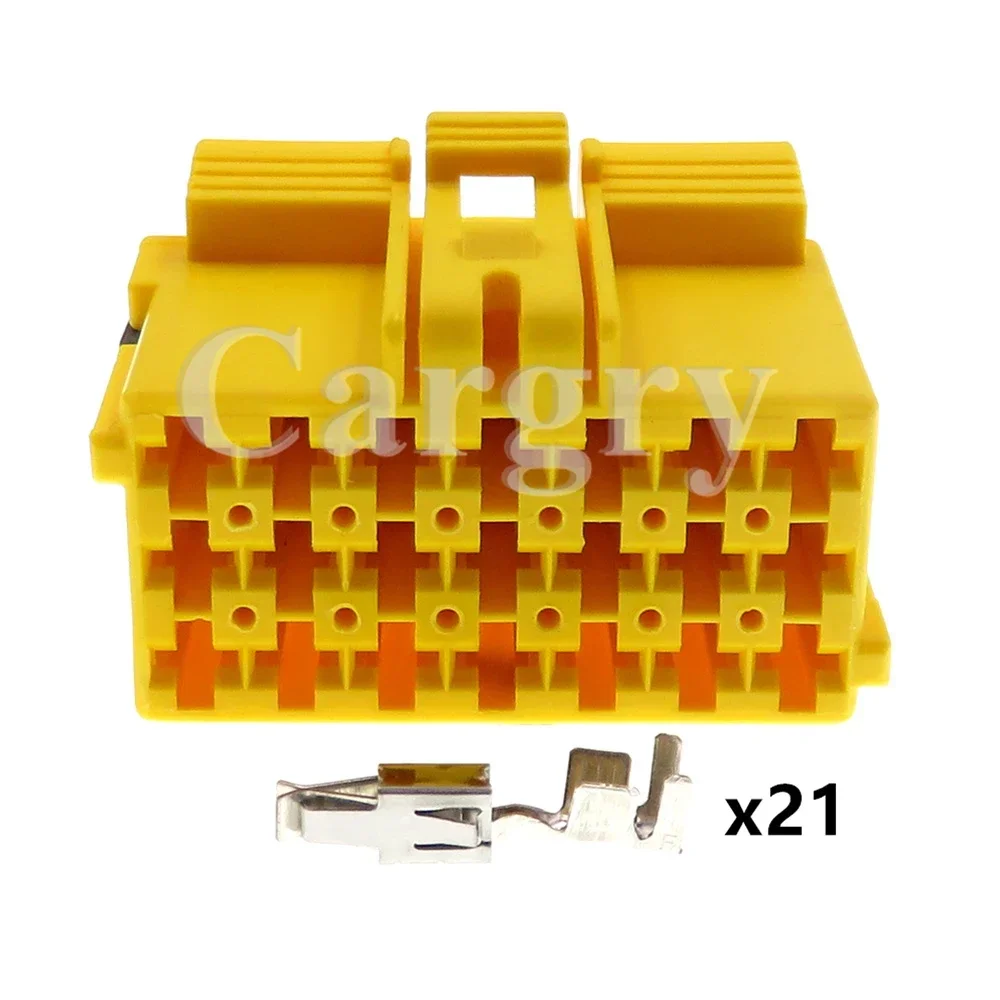 

1 Set 21P 1-967625-5 AC Assembly Automotive Socket With Terminal 967635-1 Yellow Car Wiring Harness Unsealed Connector