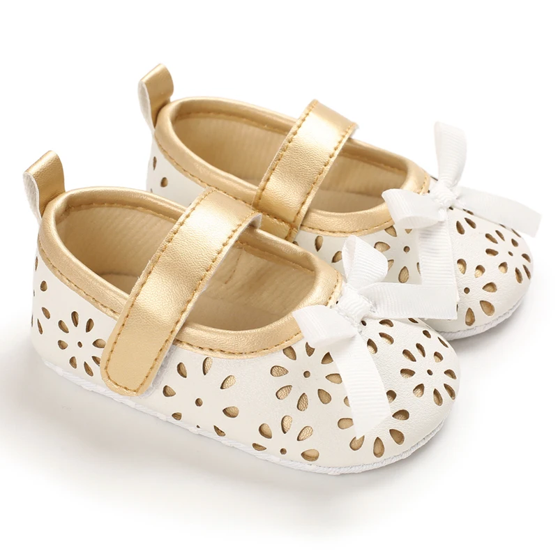 Newborn Girl Spring Autumn Fashion Leather Princess Shoes First Walker Comfort Soft Sole Toddler Shoes White Baptism Bed Shoes