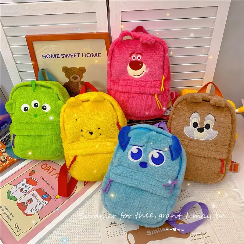 Nueva mochila de felpa de Winnie de Disney The Pooh, bonita mochila de muñecos de peluche de dibujos animados para niños, mochila bonita de gran