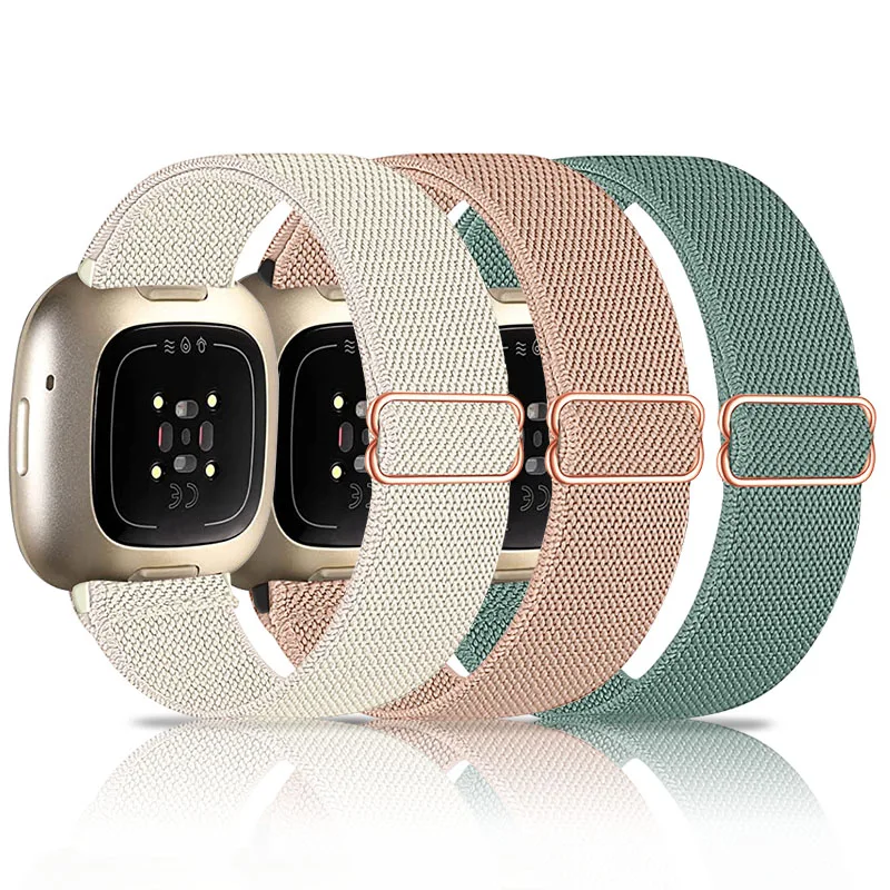 3 piezas: Fitbit Versa 3/4 y Sense/2 bandas – Correas deportivas de tela elástica, hombres/mujeres