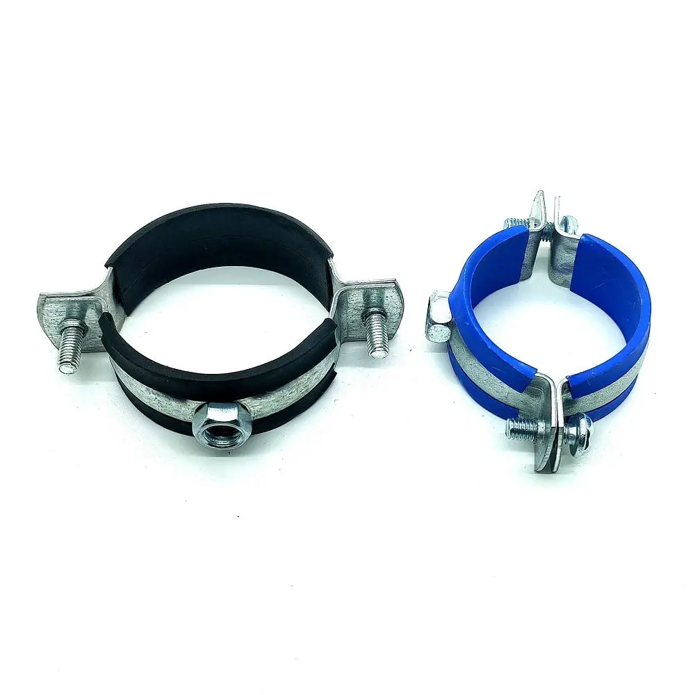 1Pcs Fastener Hardware Round Hose Clamp Pipe Fitting Nut Hoop Suspension Pipe Holder Carbon Steel Rubber PPR/PVC