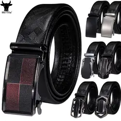 Desinger Automatic Buckle Mens Dress Jeans Belts Black Leather Ratchet Waistband Strap Casual Formal Business Daily Big Fat Plus