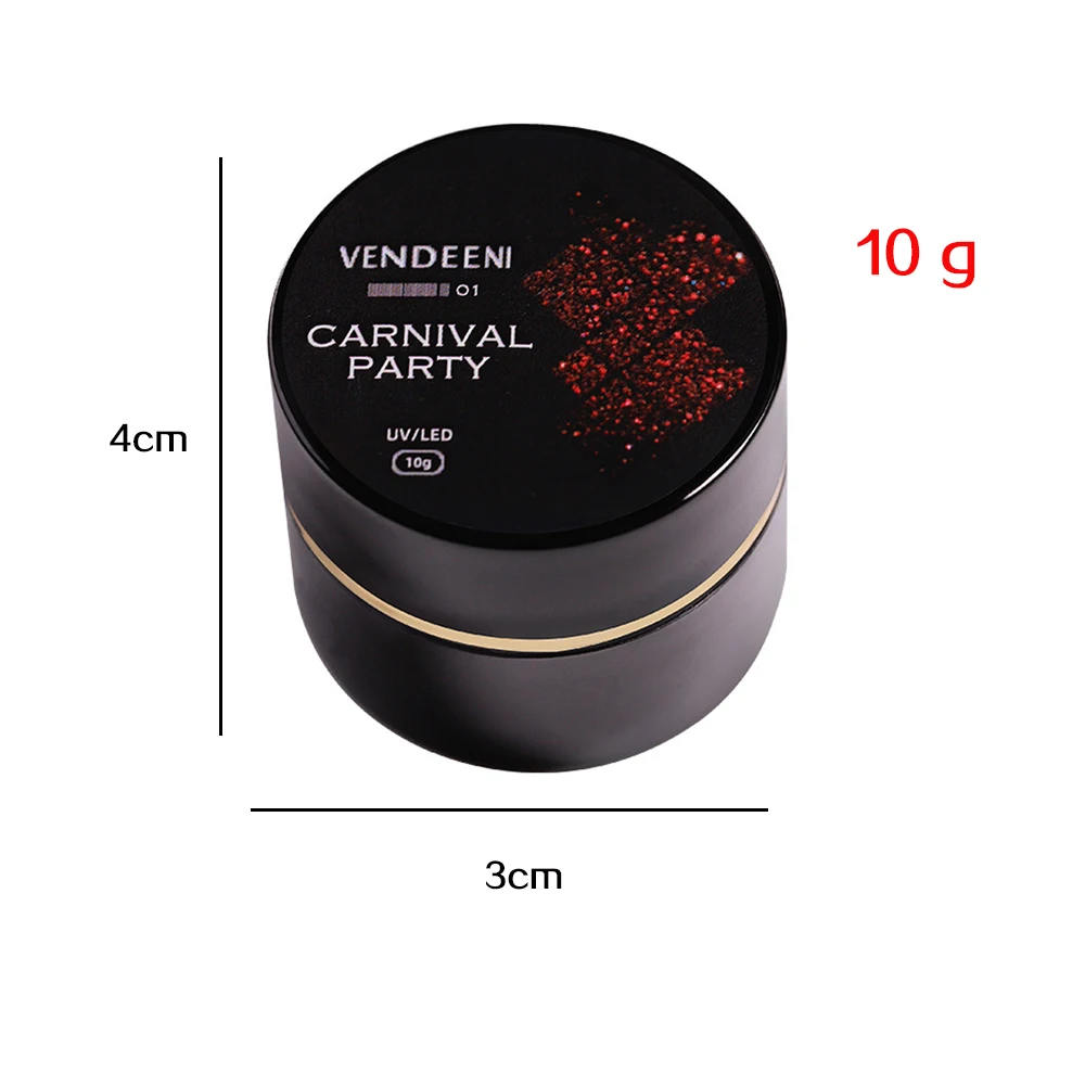 Vendeeni 12 สี/ชุดทองเงินสีแดงที่มีสีสันโลหะผงเจลเล็บ UV LED Glitter ภาพวาดเล็บเล็บ