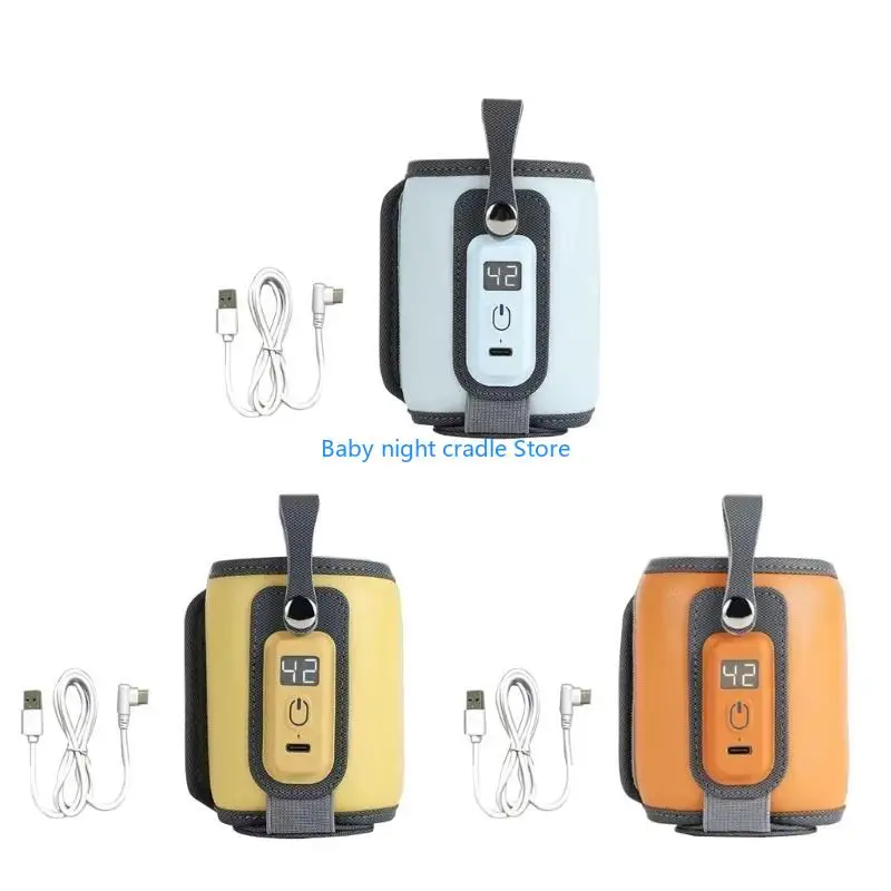 

J2FF Portable Bottle Warmer Bag USB Bottle Warmer LCD-Display Adjustable Temperature