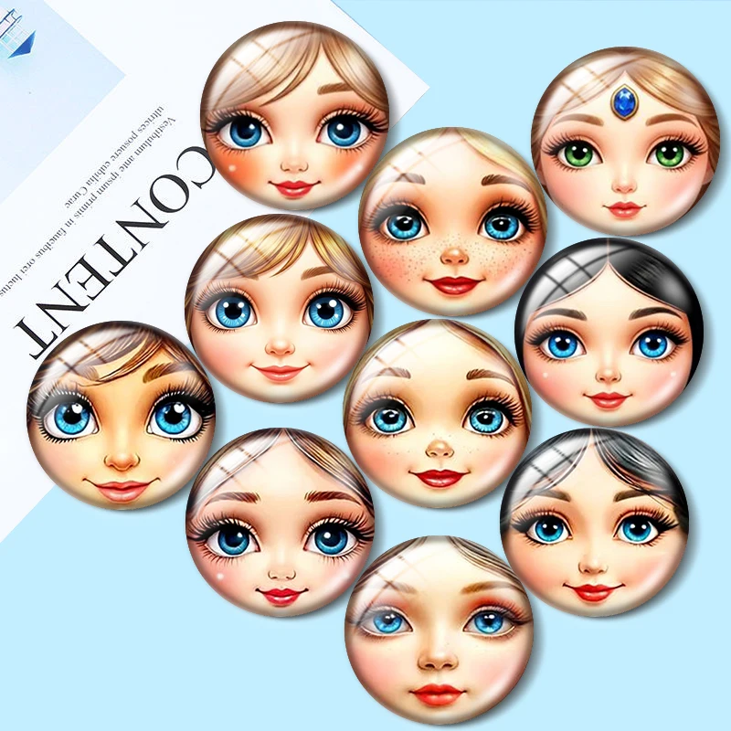 Cartoon Russian Doll Face  12/18/20/25mm glass cabochon  bracelet pendant rings for jewelry demo earrings back Making findings