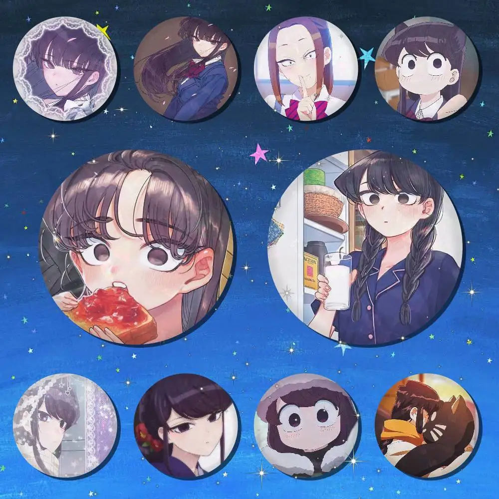 A-Komi Can't Communicate Art Badges Button Round Creative Pin Brooch Badge Bag Decor Accessories Fans Collect Friends Gifts