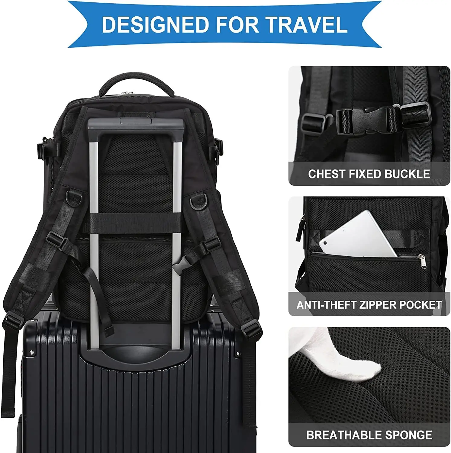 

Travel Backpack with USB Port Laptop Bag with Independent Shoe Compartment for Convenient Trip