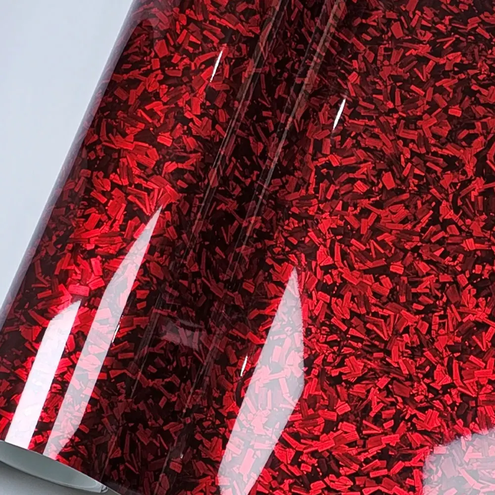 

Glossy PET Car Stickers Red Forged Carbon Fiber Vinyl Wrap Film Motorcycle Car Wrapping Film Air Bubble Free Self Adhesive