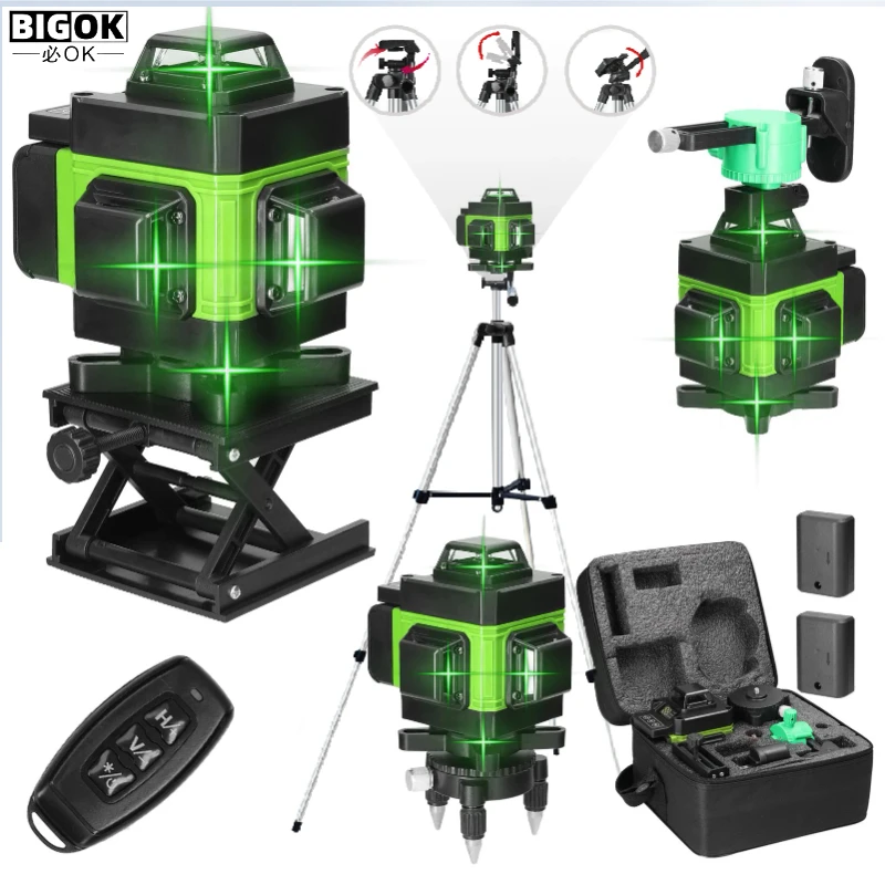 BIG OK 1.5/1.2m Tripod with 16 Lines nivel a Laser Level profesional mini Beam Building tile tool/1.5m tripod