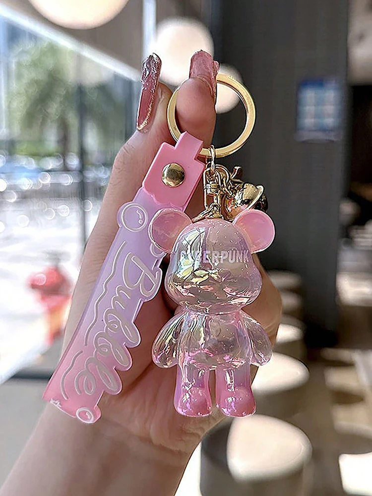 Creative Personality Gradient Colored Teddy Bear Key Chain Korean Version Bag Pendant Accessory image 2