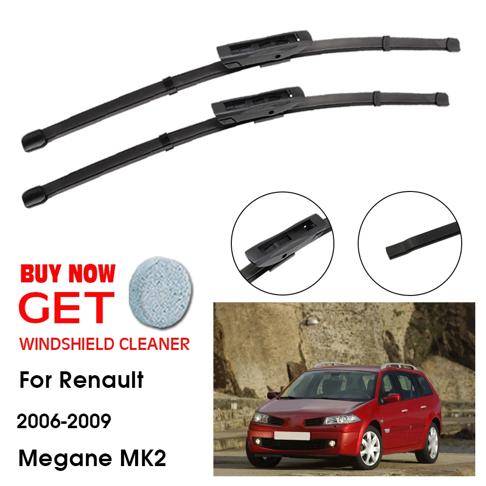 

Car Wiper Blade For Renault Megane MK2 24"+18" 2006-2009 Front Window Washer Windscreen Windshield Wipers Blades Accessories