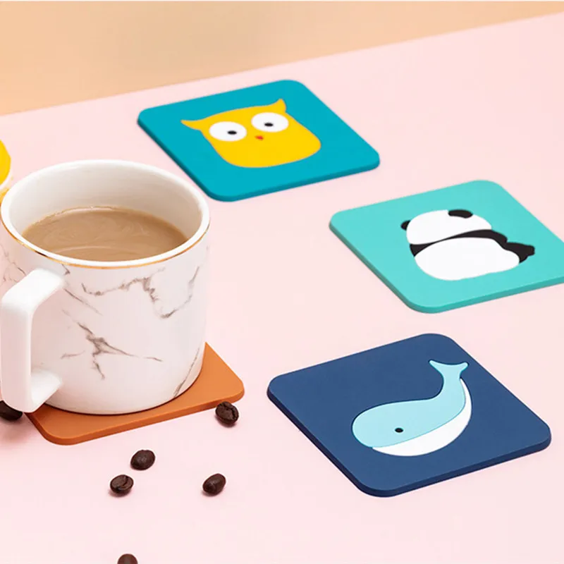 New Anime Animal Silicone Coasters Cartoon Panda Coasters High Temperature Resistant Insulation Pad Home Decoration