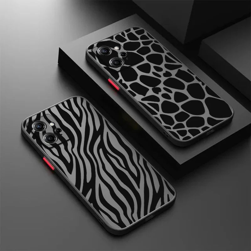 Speckle Stripe Art Black White Frosted Translucent For Redmi 8 8A 9A 9C 9AT 9 9T 10X 10A 10C 10 11A 12C 12 13C 5G Funda