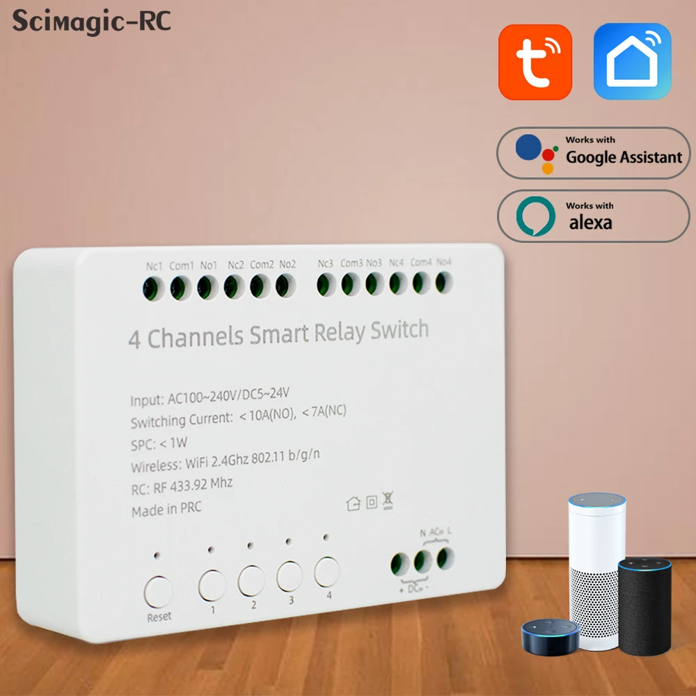 

Tuya Wifi Smart Remote Control Wireless Wifi Switch Controller Module RF433MHz Receiver 10A wifi Relay for light gate motor pump