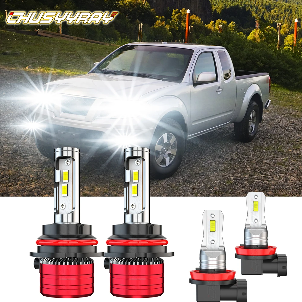 CHUSYYRAY Compatible For Nissan Frontier 2005-2018 4X High/Low Beam LED Headlight Fog Light Bulbs Kit 9007+H11 Combo kit luzes