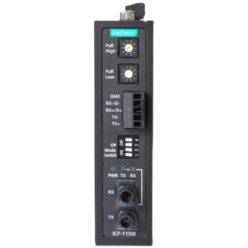 Moxa icf-1150i-m-st multimode serial port to optical fiber converter