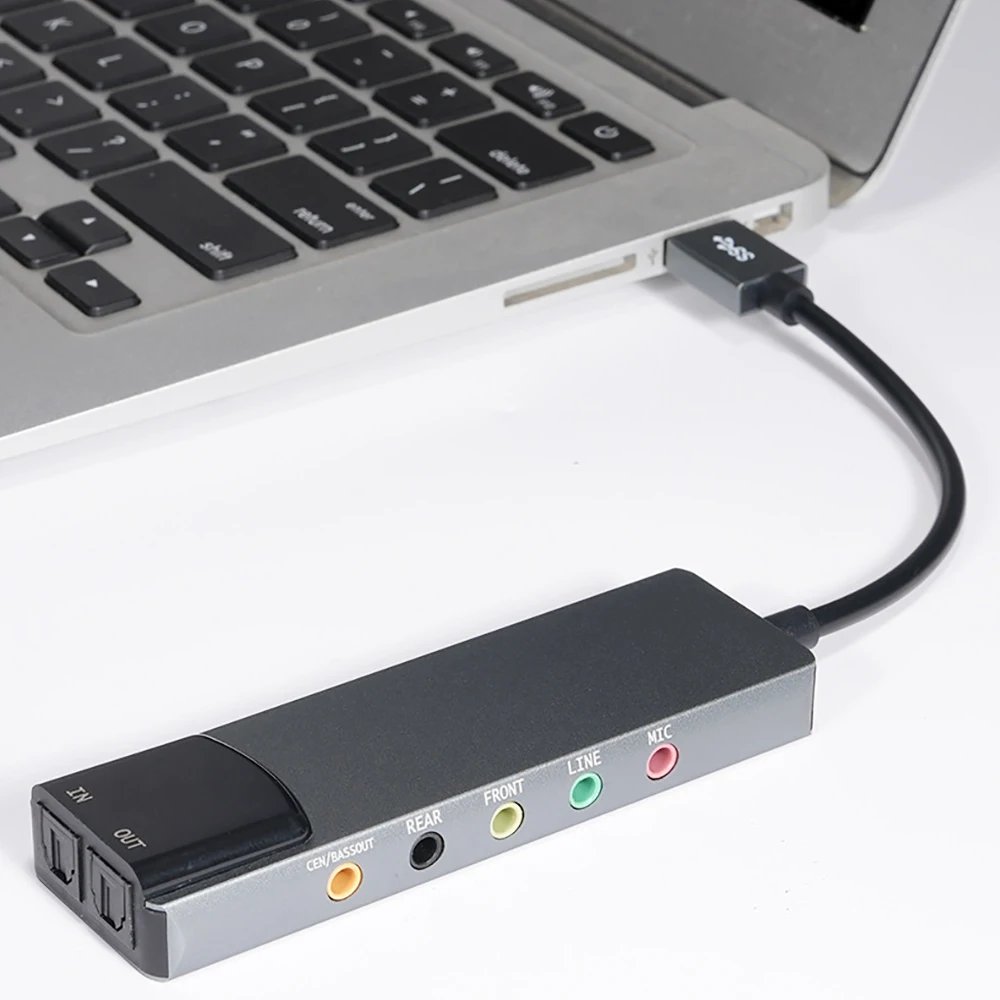 External USB Optical Sound Card 6-in-1 USB Audio Interface External Audio Adapter Soundcard for Laptop Headset USB Sound Card