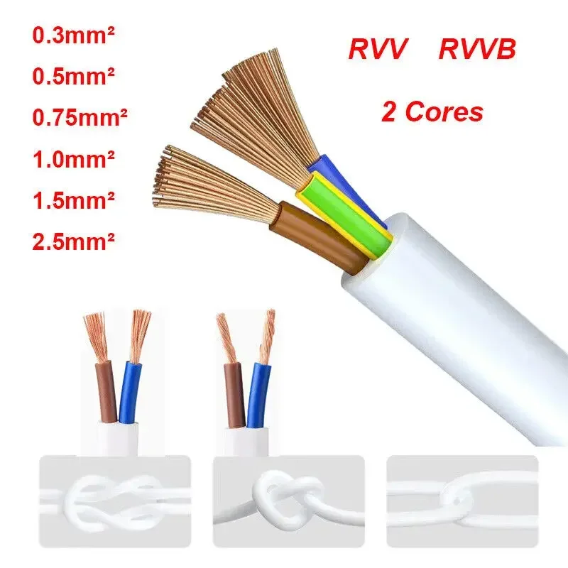 Pvc Electrical Cable House Wire Electric Cable RVV Copper Flexible Electric  Power Cables Electrical Wires